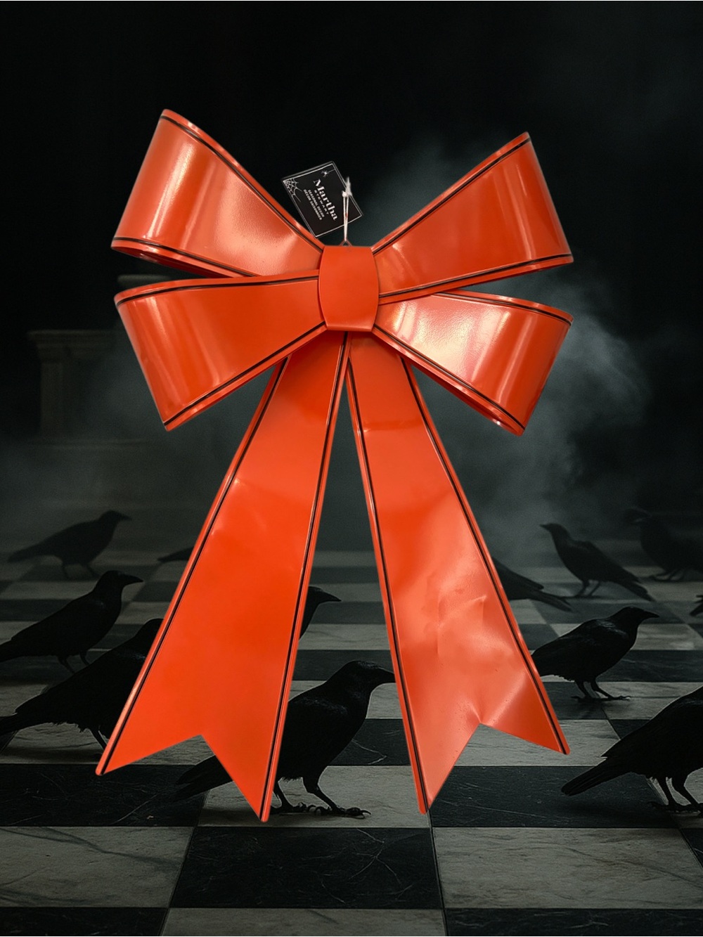 Martha Stewart Metal Bow Wreath Door Decoration 24” jumbo Oversized Orange bow - Picture 2 of 11